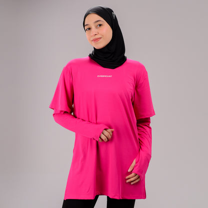TwinSleeve Oversized Sports Tee (Pink)