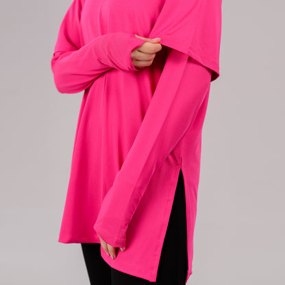 TwinSleeve Oversized Sports Tee (Pink)