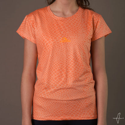 Girl's Patterned Performance Tshirt (Orange)