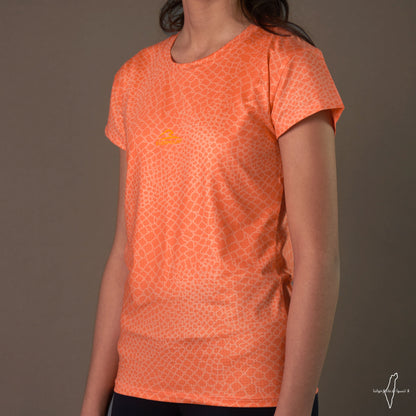 Girl's Patterned Performance Tshirt (Orange)