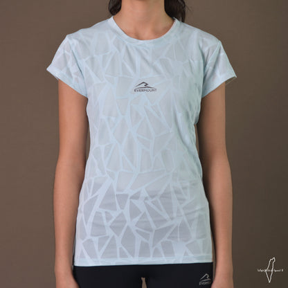 Girl's Mesh Patterned Performance Tshirt (Light Blue)