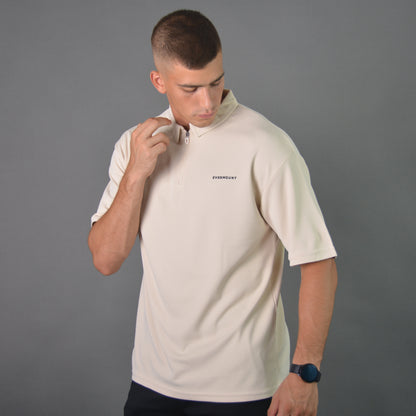 RelaxedVibe Zipper Polo Tshirt (Beige)