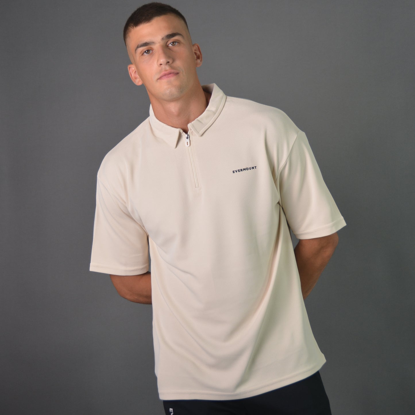 RelaxedVibe Zipper Polo Tshirt (Beige)