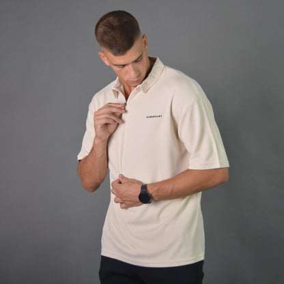 RelaxedVibe Zipper Polo Tshirt (Beige)