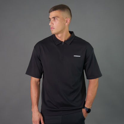 RelaxedVibe Zipper Polo Tshirt (Black)