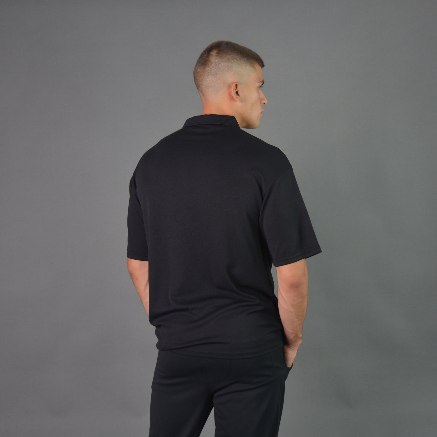 RelaxedVibe Zipper Polo Tshirt (Black)