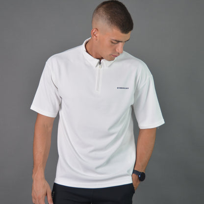 RelaxedVibe Zipper Polo Tshirt (Off-White)