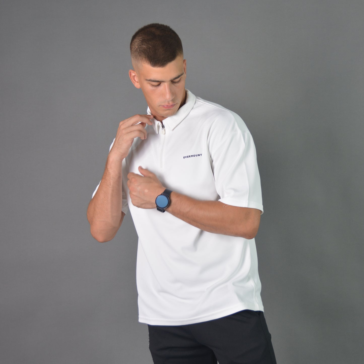 RelaxedVibe Zipper Polo Tshirt (Off-White)