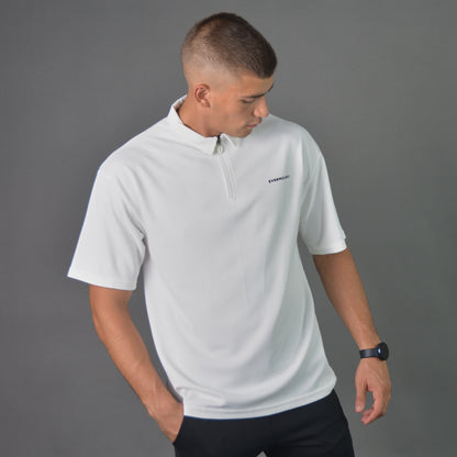 RelaxedVibe Zipper Polo Tshirt (Off-White)