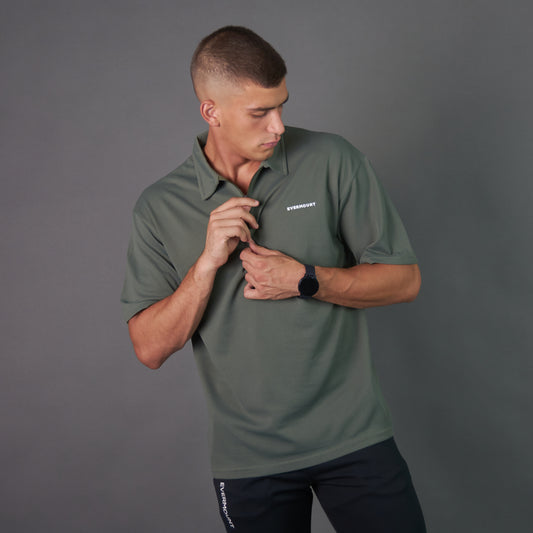 RelaxedVibe Zipper Polo Tshirt (Olive)