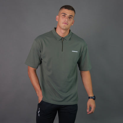 RelaxedVibe Zipper Polo Tshirt (Olive)