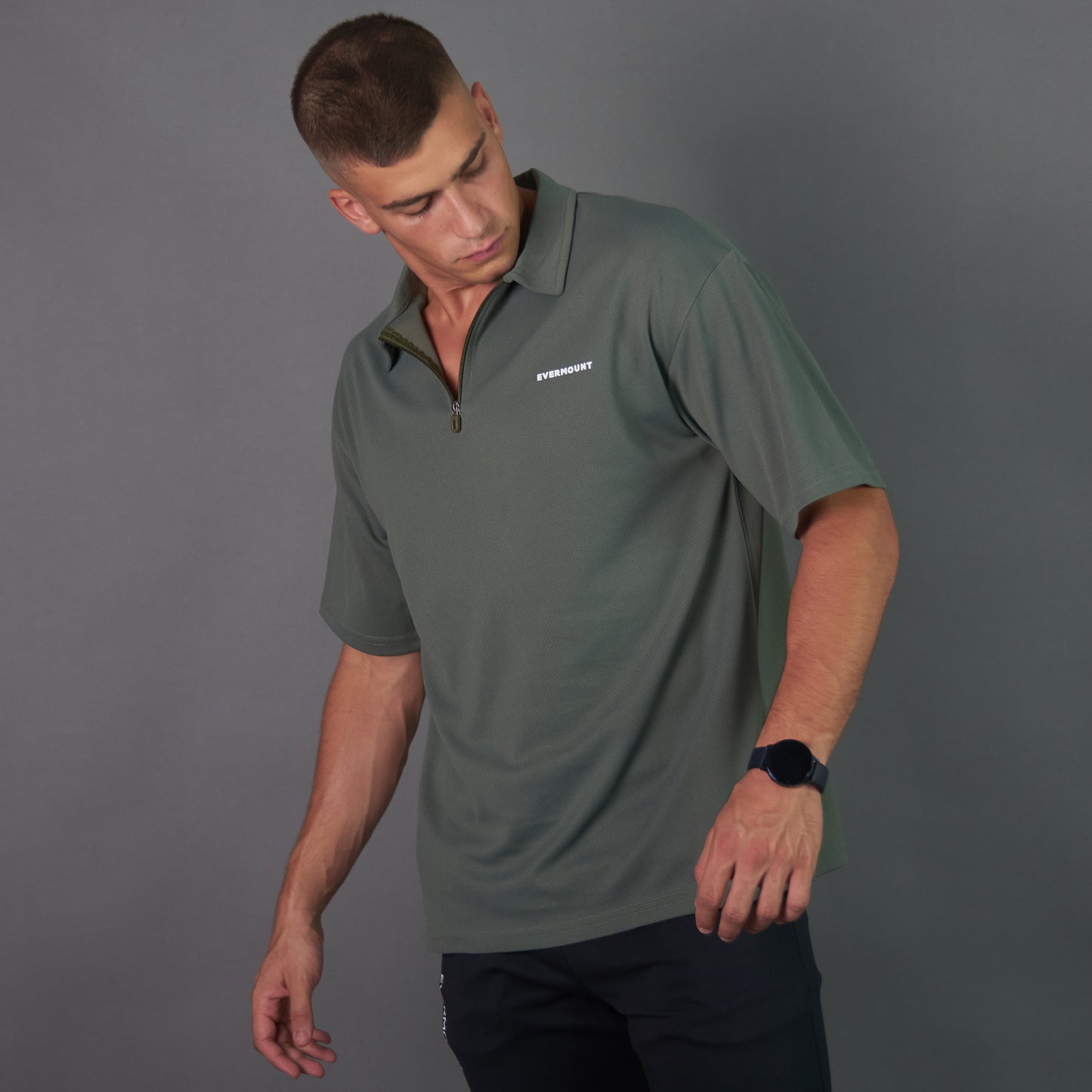 RelaxedVibe Zipper Polo Tshirt (Olive)