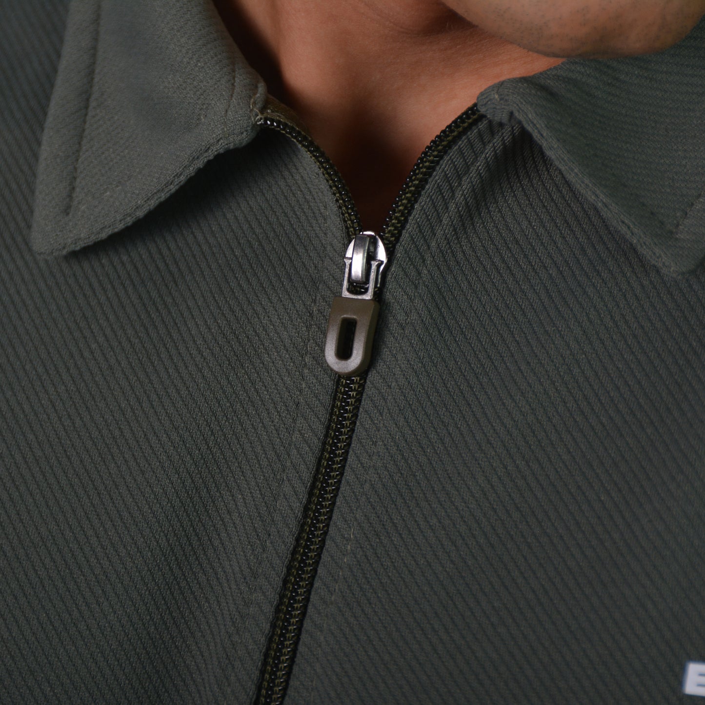 RelaxedVibe Zipper Polo Tshirt (Olive)