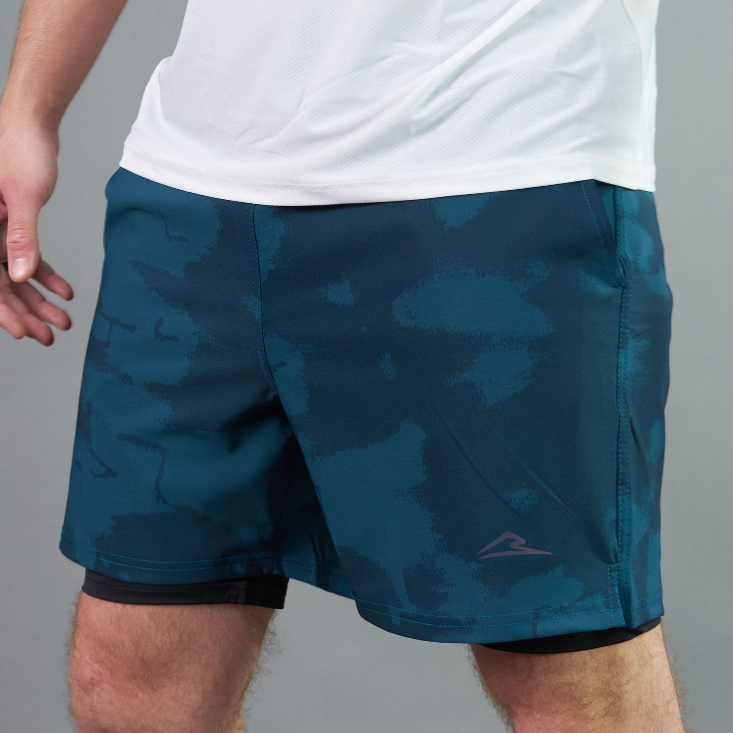 Camo Double-Layered Performance Short (Crystal Teal)