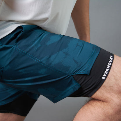 Camo Double-Layered Performance Short (Crystal Teal)