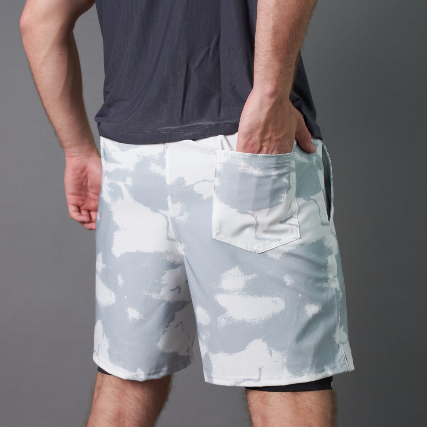 Camo Double-Layered Performance Short (White)