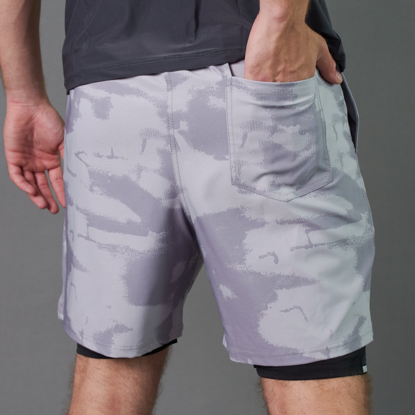 Camo Double-Layered Performance Short (Gray)